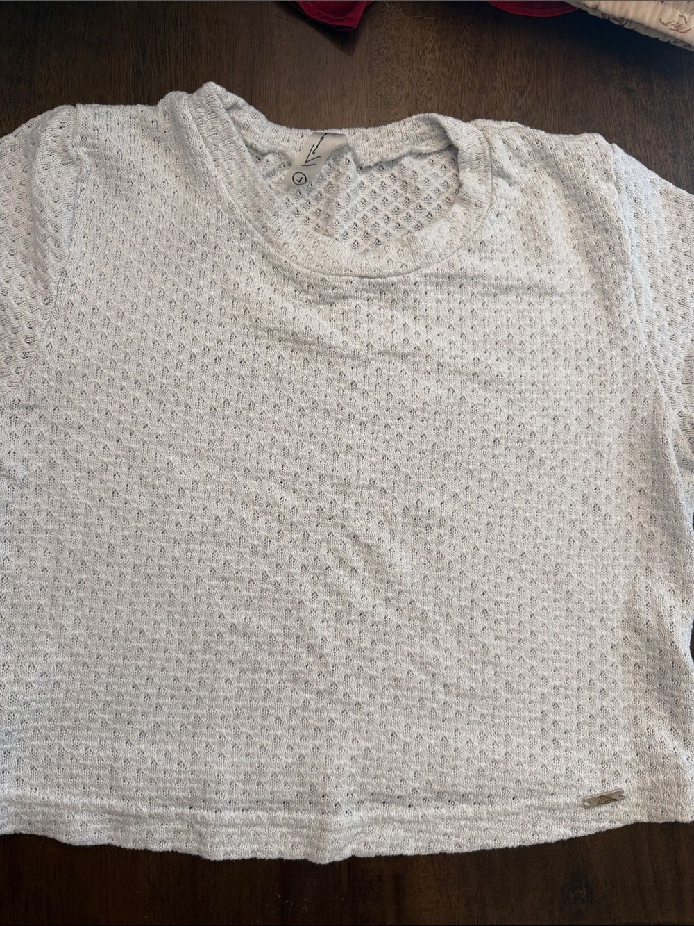KIAVA white  Open-Weave Short Sleeve cropped Top